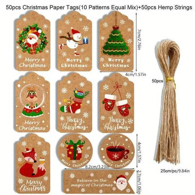 50-Pieces: Christmas Gift Box Decoration Tag