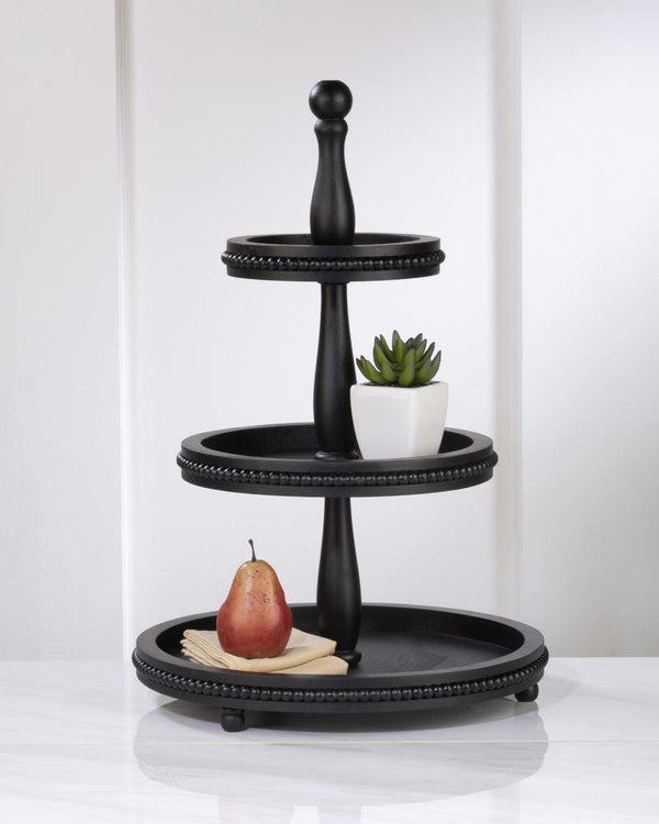 3 Tier Wooden Beaded Display Stand - Black & White