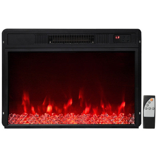 5000 BTU 23-Inch Electric Fireplace Insert with Remote Control and Brightness-Black