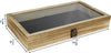 Flag Connection Wooden Jewelry Display case with Tempered Glass Top Lid, Oak Color - 14 7/8'' x 8 1/2'' x 2 1/8'