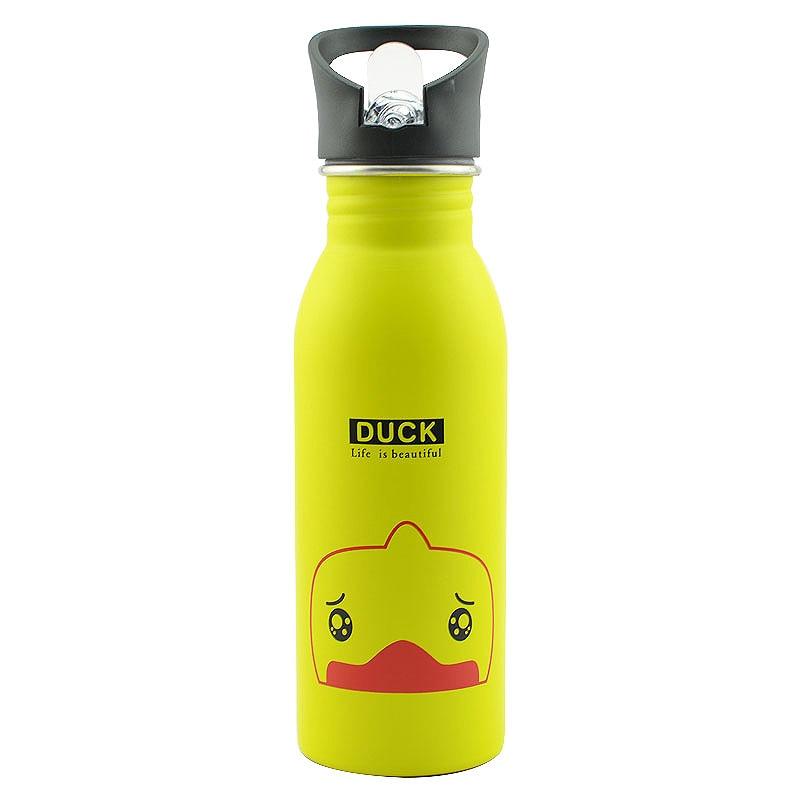 500ml Cute Baby Water Cup Leak Proof Bottle With Straw Lid Children School Outdoor Drinking Bottle Training Cup Steel Sports Water Bottle Portable Sports Bottle