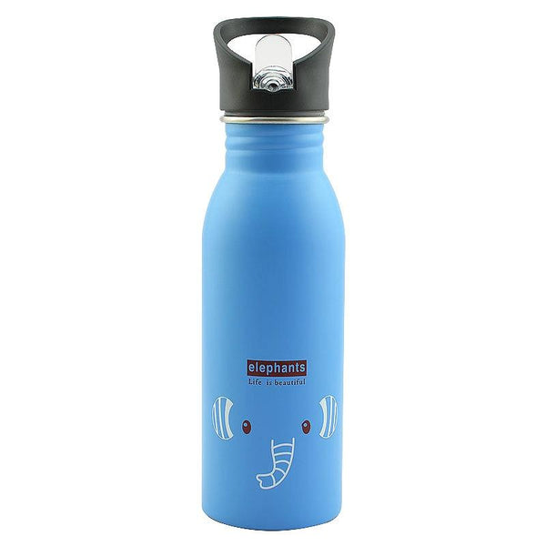 500ml Cute Baby Water Cup Leak Proof Bottle With Straw Lid Children School Outdoor Drinking Bottle Training Cup Steel Sports Water Bottle Portable Sports Bottle