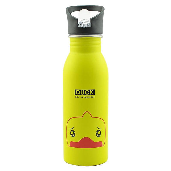 500ml Cute Baby Water Cup Leak Proof Bottle With Straw Lid Children School Outdoor Drinking Bottle Training Cup Steel Sports Water Bottle Portable Sports Bottle