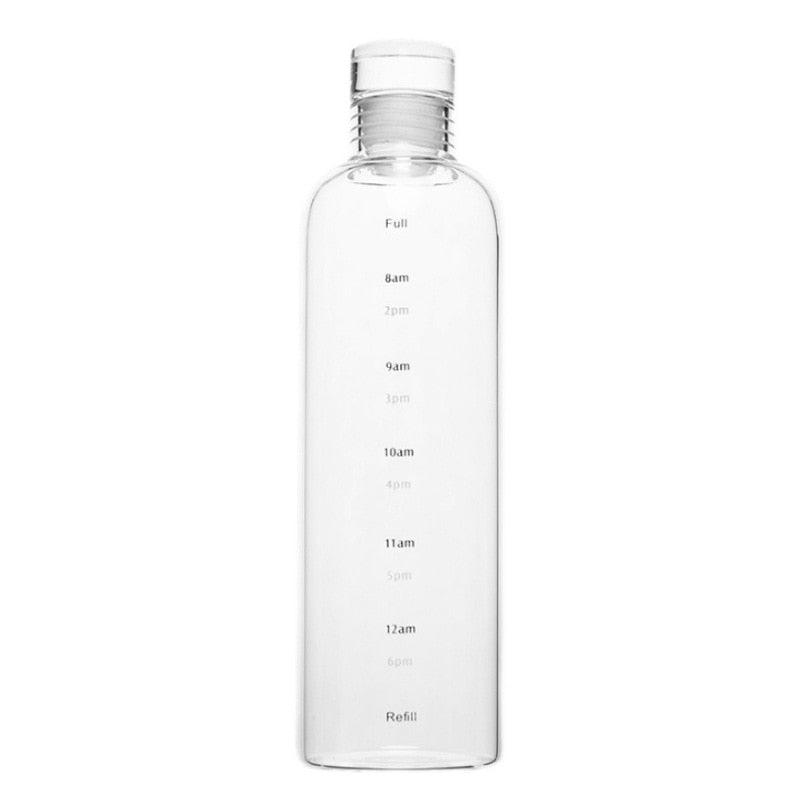 500ml Glass Water Bottle with Time Marker Transparent Milk Cup Outdoor Sports Portable Leakproof Drink Bottle with Cup Sets Water Bottle Leak-proof Time Scale Print Transparent High  Bottle for Office Water Bottle