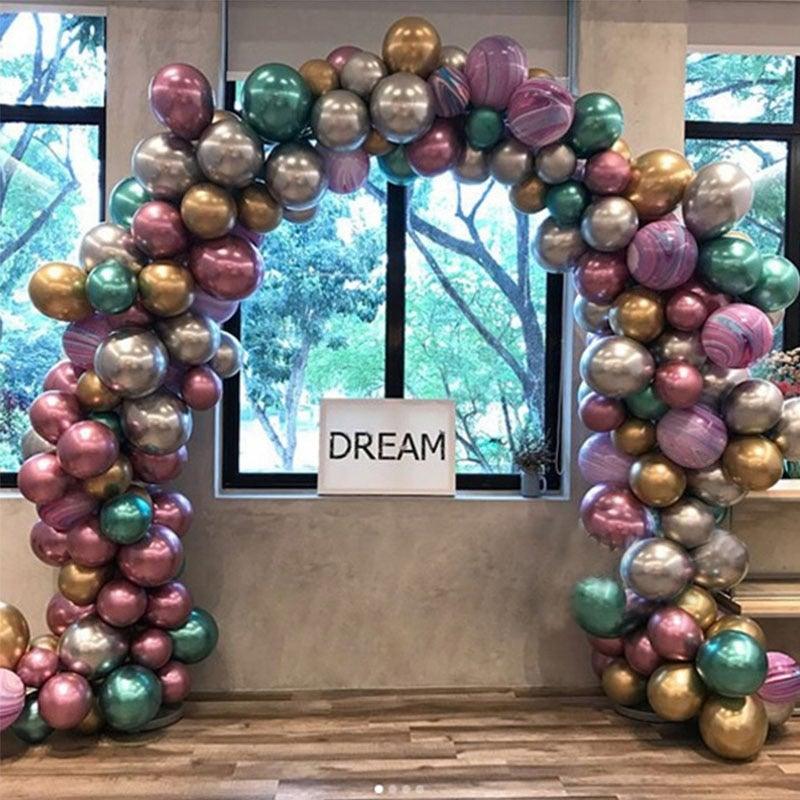 50/100pcs Metallic Latex 5/10/12 Inch Gold Silver Chrome Birthday Balloons With Accessories For Christmas And Party Decorations Wedding Decorations