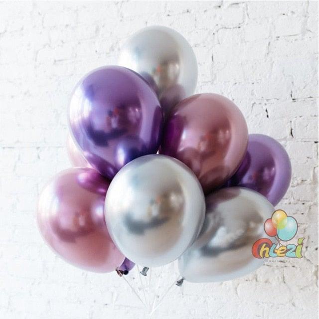 50/100pcs Metallic Latex 5/10/12 Inch Gold Silver Chrome Birthday Balloons With Accessories For Christmas And Party Decorations Wedding Decorations