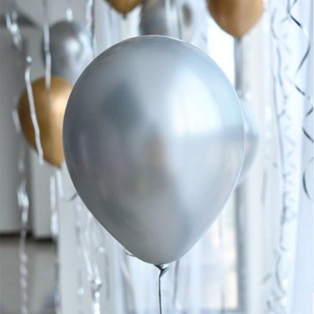 50/100pcs Metallic Latex 5/10/12 Inch Gold Silver Chrome Birthday Balloons With Accessories For Christmas And Party Decorations Wedding Decorations