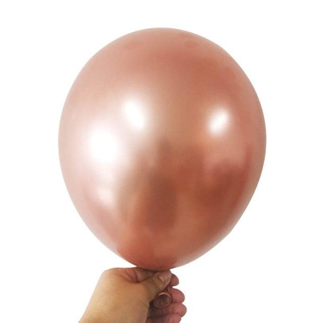 50/100pcs Metallic Latex 5/10/12 Inch Gold Silver Chrome Birthday Balloons With Accessories For Christmas And Party Decorations Wedding Decorations