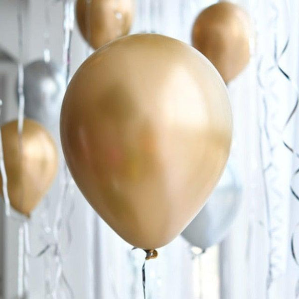 50/100pcs Metallic Latex 5/10/12 Inch Gold Silver Chrome Birthday Balloons With Accessories For Christmas And Party Decorations Wedding Decorations