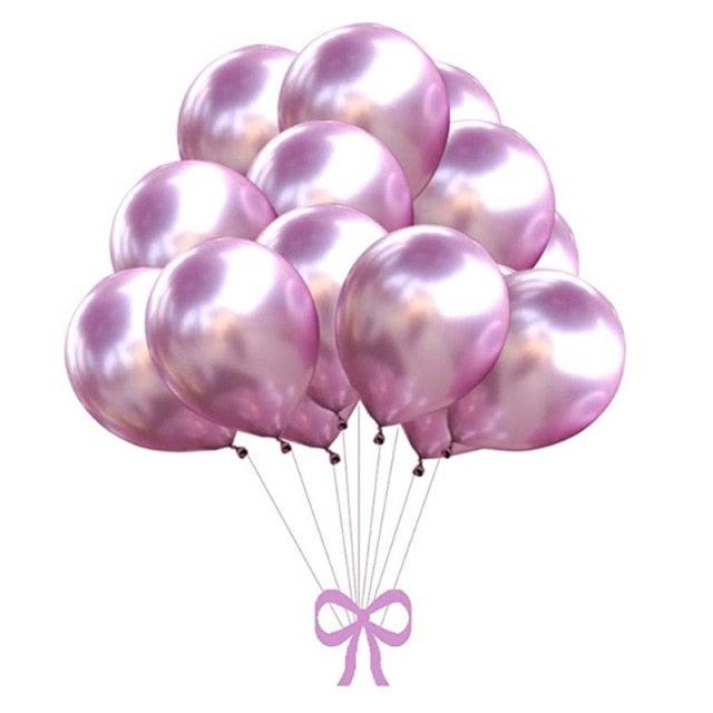 50/100pcs Metallic Latex 5/10/12 Inch Gold Silver Chrome Birthday Balloons With Accessories For Christmas And Party Decorations Wedding Decorations