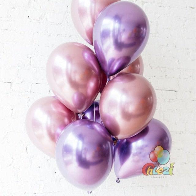50/100pcs Metallic Latex 5/10/12 Inch Gold Silver Chrome Birthday Balloons With Accessories For Christmas And Party Decorations Wedding Decorations