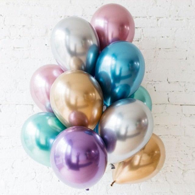 50/100pcs Metallic Latex 5/10/12 Inch Gold Silver Chrome Birthday Balloons With Accessories For Christmas And Party Decorations Wedding Decorations