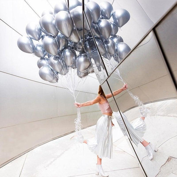 50/100pcs Metallic Latex 5/10/12 Inch Gold Silver Chrome Birthday Balloons With Accessories For Christmas And Party Decorations Wedding Decorations