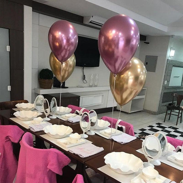 50/100pcs Metallic Latex 5/10/12 Inch Gold Silver Chrome Birthday Balloons With Accessories For Christmas And Party Decorations Wedding Decorations
