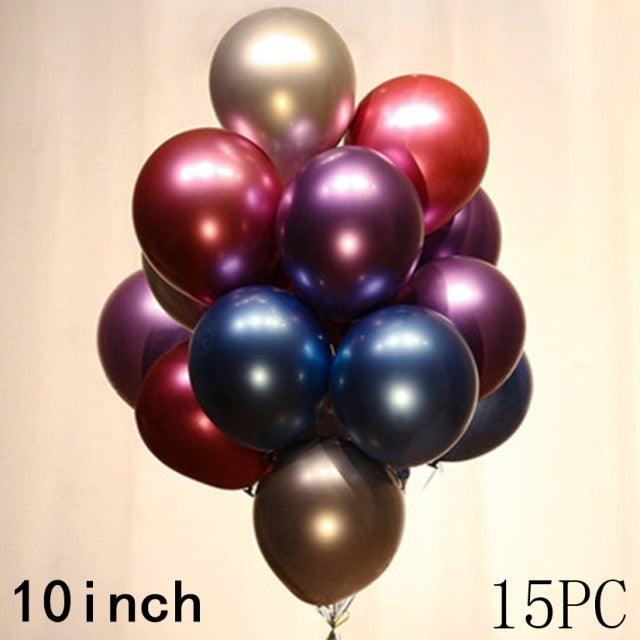 50/15pcs 10inch Gold Silver Black Metal Latex Confetti Balloons For Wedding Decorations  Birthday Party Decorations Bridal Showers Baby Showers
