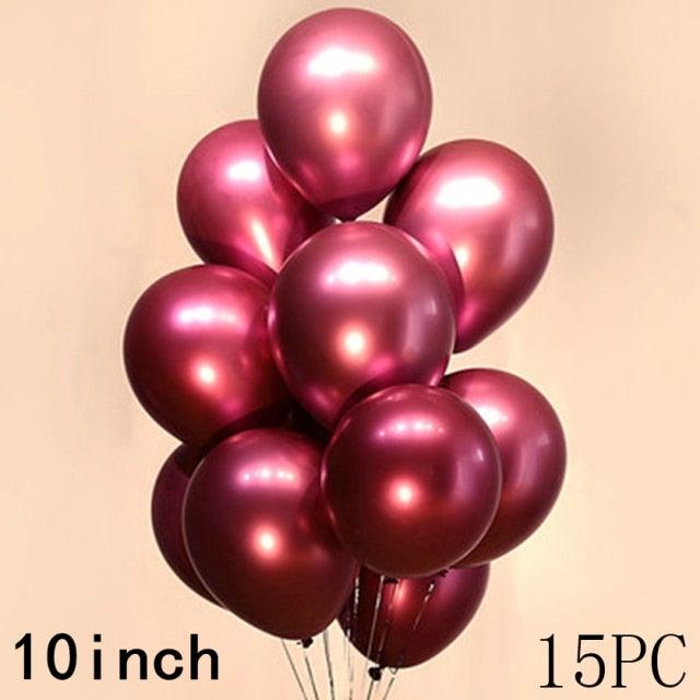 50/15pcs 10inch Gold Silver Black Metal Latex Confetti Balloons For Wedding Decorations  Birthday Party Decorations Bridal Showers Baby Showers