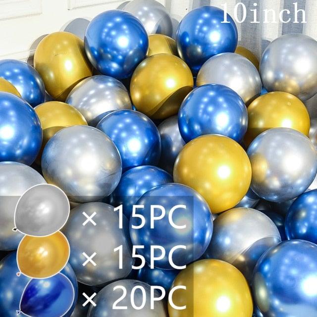 50/15pcs 10inch Gold Silver Black Metal Latex Confetti Balloons For Wedding Decorations  Birthday Party Decorations Bridal Showers Baby Showers
