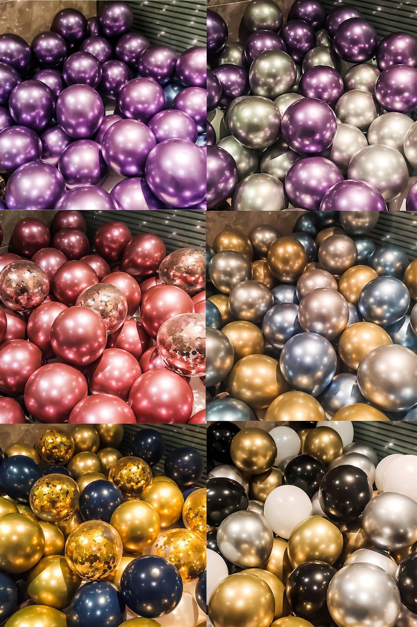 50/15pcs 10inch Gold Silver Black Metal Latex Confetti Balloons For Wedding Decorations  Birthday Party Decorations Bridal Showers Baby Showers