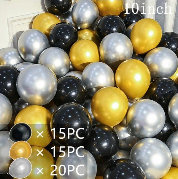 50/15pcs 10inch Gold Silver Black Metal Latex Confetti Balloons For Wedding Decorations  Birthday Party Decorations Bridal Showers Baby Showers