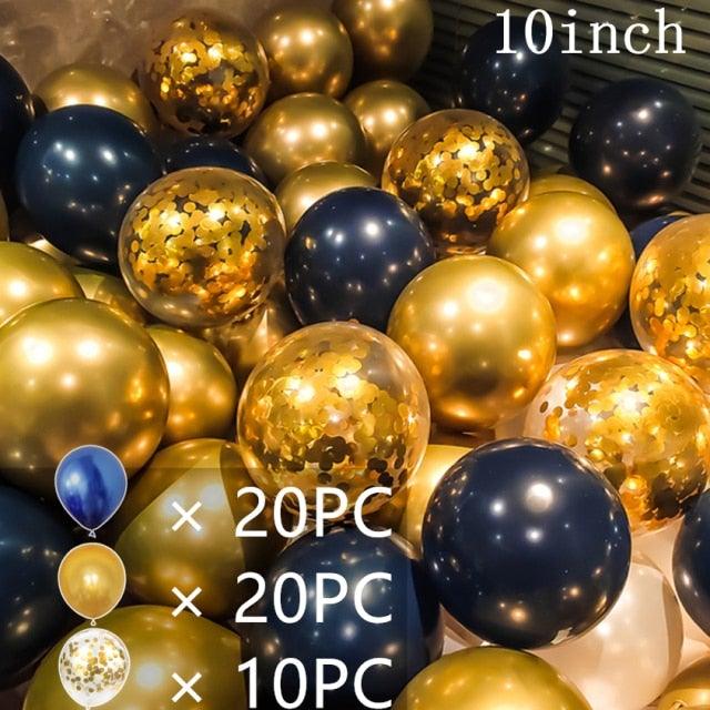 50/15pcs 10inch Gold Silver Black Metal Latex Confetti Balloons For Wedding Decorations  Birthday Party Decorations Bridal Showers Baby Showers