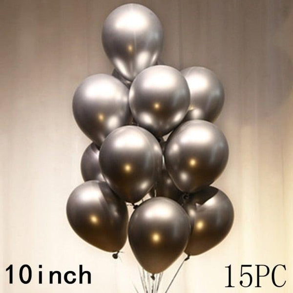 50/15pcs 10inch Gold Silver Black Metal Latex Confetti Balloons For Wedding Decorations  Birthday Party Decorations Bridal Showers Baby Showers