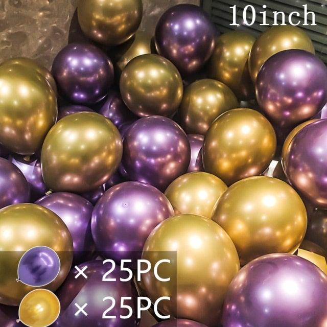 50/15pcs 10inch Gold Silver Black Metal Latex Confetti Balloons For Wedding Decorations  Birthday Party Decorations Bridal Showers Baby Showers