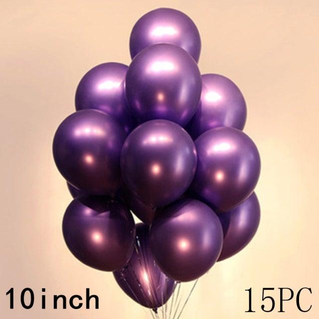 50/15pcs 10inch Gold Silver Black Metal Latex Confetti Balloons For Wedding Decorations  Birthday Party Decorations Bridal Showers Baby Showers