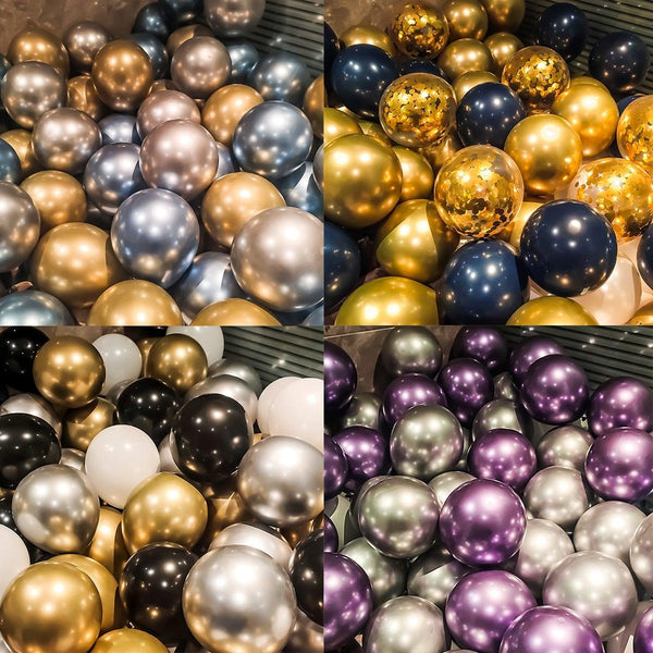 50/15pcs 10inch Gold Silver Black Metal Latex Confetti Balloons For Wedding Decorations  Birthday Party Decorations Bridal Showers Baby Showers