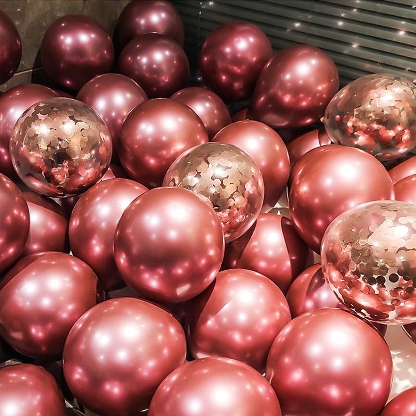 50/15pcs 10inch Gold Silver Black Metal Latex Confetti Balloons For Wedding Decorations  Birthday Party Decorations Bridal Showers Baby Showers