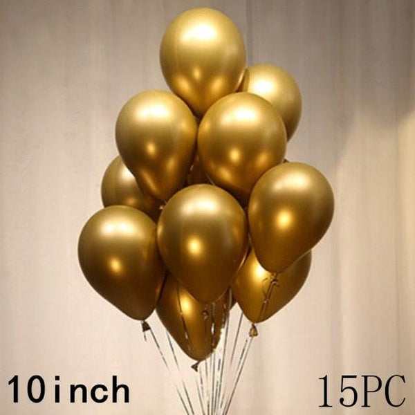 50/15pcs 10inch Gold Silver Black Metal Latex Confetti Balloons For Wedding Decorations  Birthday Party Decorations Bridal Showers Baby Showers