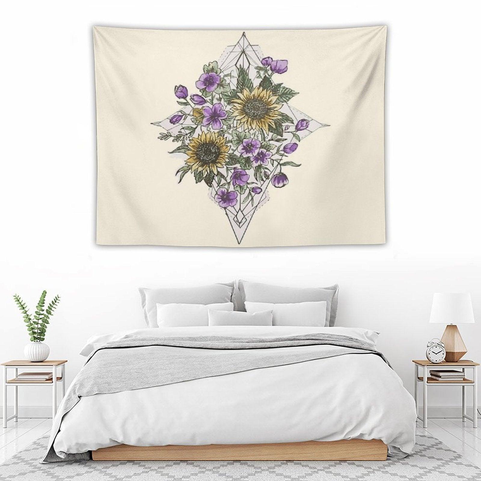 Geometric Sunflower Pattern Tapestry