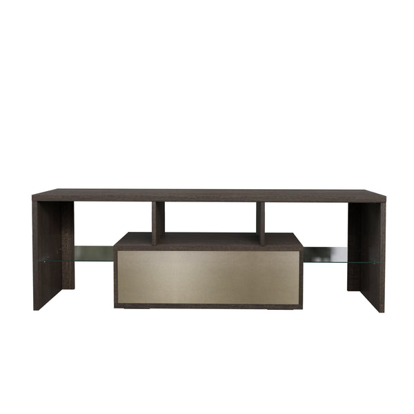 20 minutes quick assembly brown simple modern TV stand Brown TV bracket with LED Color Changing Lights for Living Room