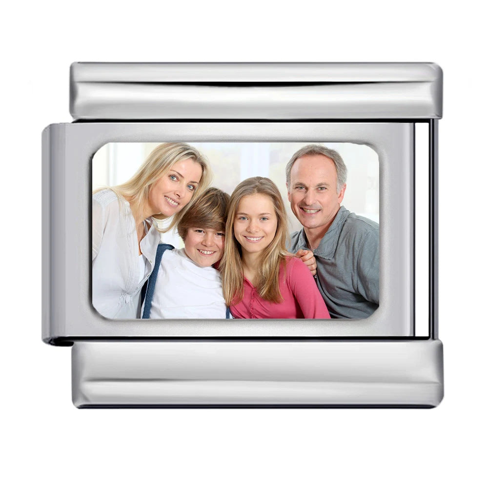 DIY Personalized Photo Picture Frame Making Titanium Steel Watch Band Chain Fashion Splicing Modular Bracelet