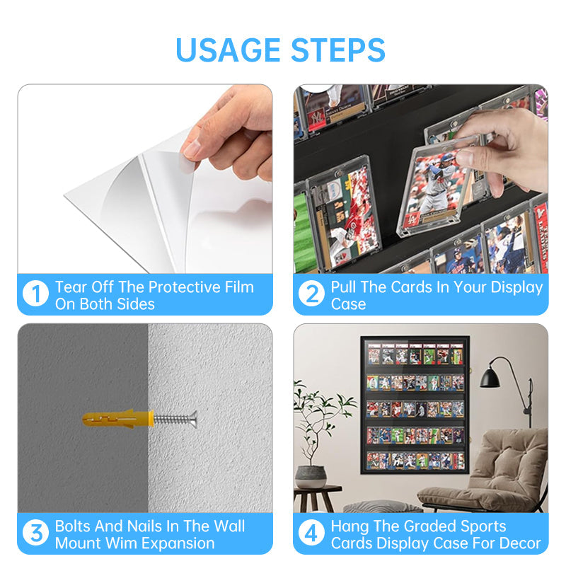 Large Sports Card Display Cases. Wooden, UV - protected acrylic fronts. For football, basketball, hockey cards.