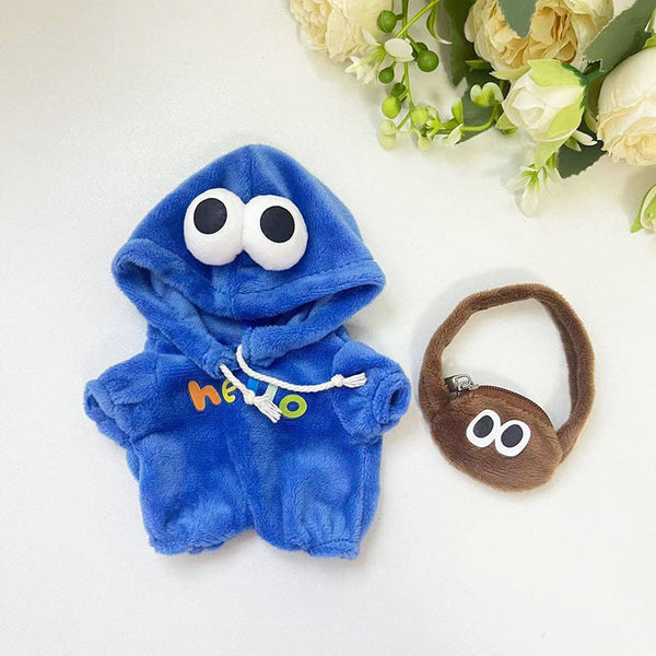 Clothing only] First and second generation keychains Labubu clothing pendant canvas shoulder bag sesame bird two-piece set