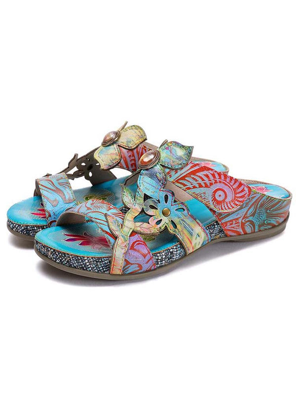 Laylah Genuine Leather Hand Painted Slippers