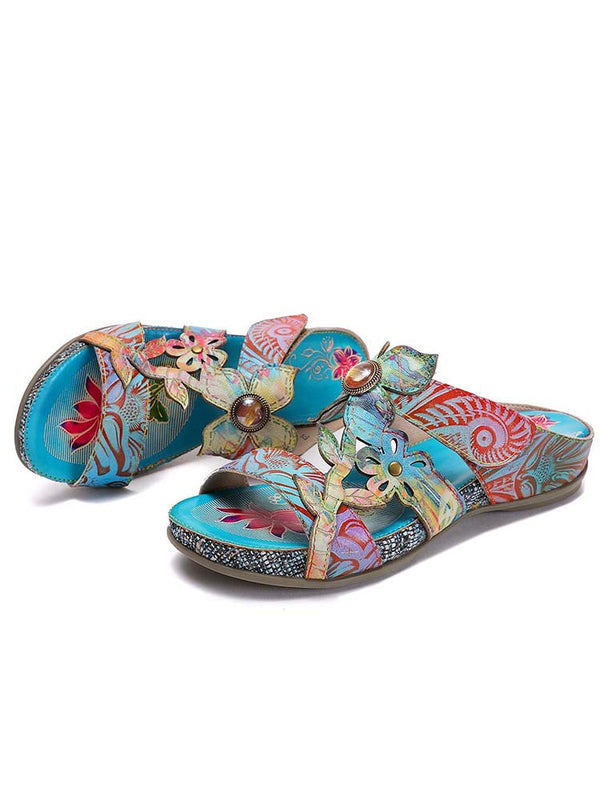 Laylah Genuine Leather Hand Painted Slippers