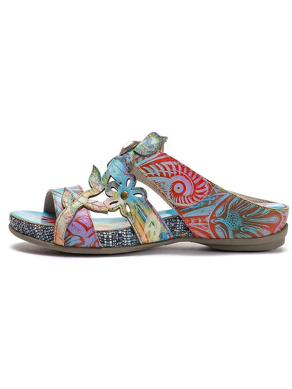 Laylah Genuine Leather Hand Painted Slippers