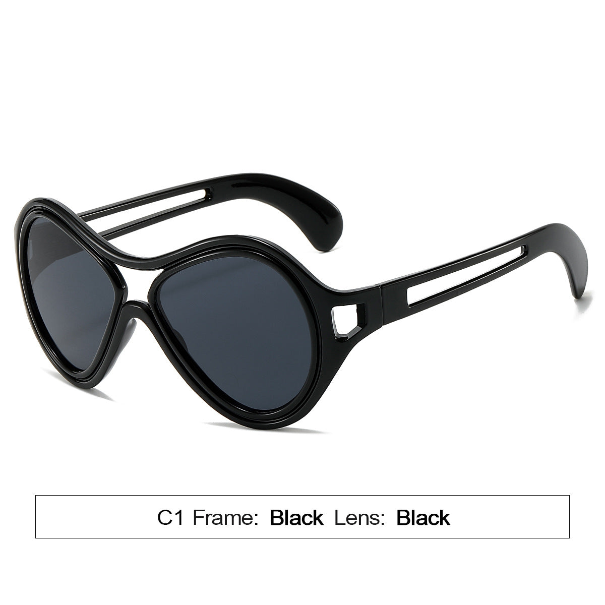 New European and American Sunglasses for Women UV400 Fashion Double Beam Round Frame Personalized PC Hollow Sunscreen Sunglasses