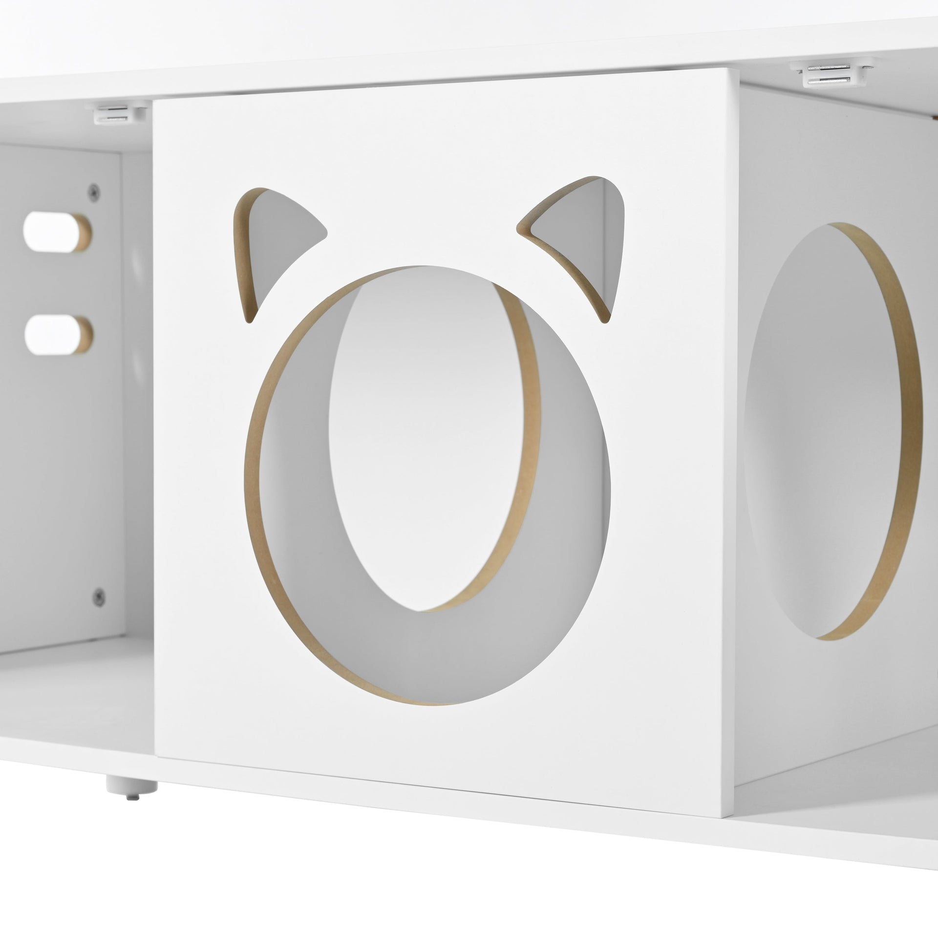 Furniture Style Cat Cabinet Cream White Cat Litter Box with Sisal Scratching Door MDF