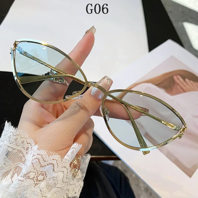 Cat Eye Sunglasses Women Trendy Vintage Vacation Designer Luxury Glasses Lentes De Sol Mujer Lunette Soleil Femme Vasos