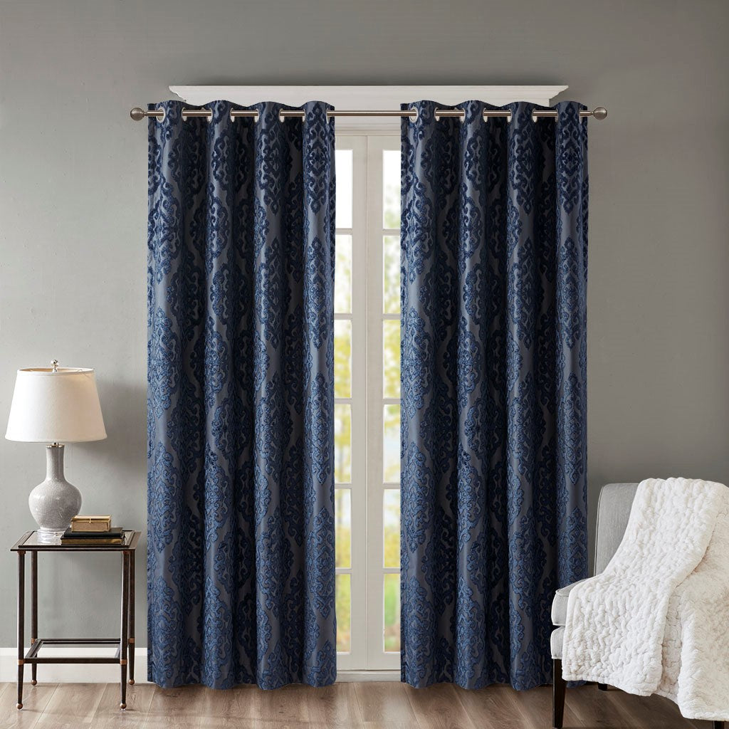 Mirage Knitted Jacquard Damask Total Blackout Grommet Top Curtain Panel by SunSmart