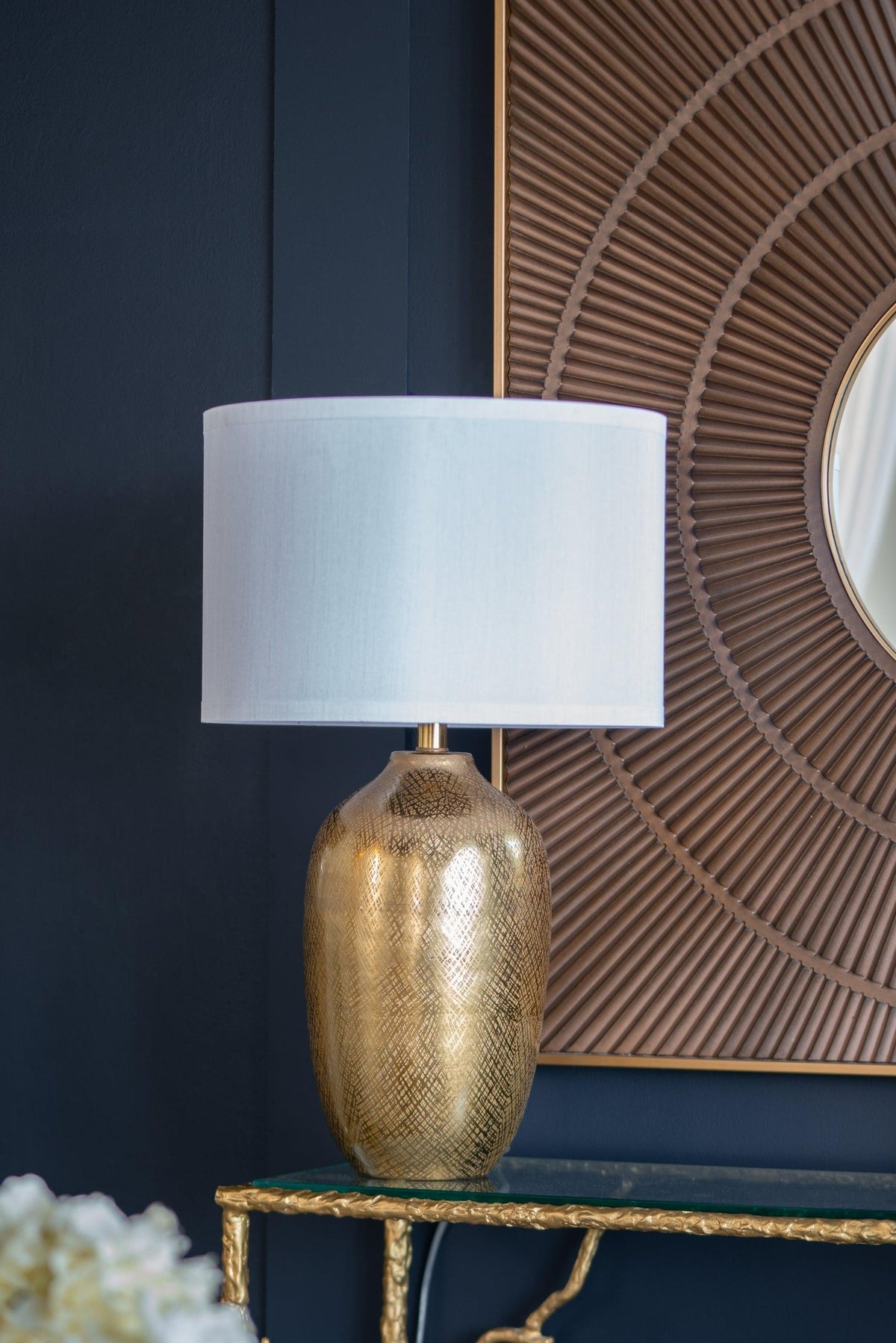 Modern Traditional Fabric Drum Shade Table Lamp