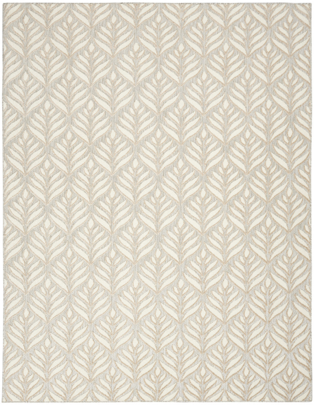 7' X 10' Ivory And Grey Floral Stain Resistant Non Skid Area Rug