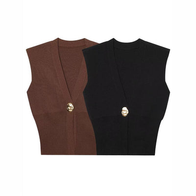 Elegant Casual Commuting Vest V-neck Tank Top for Women withDesign Sense