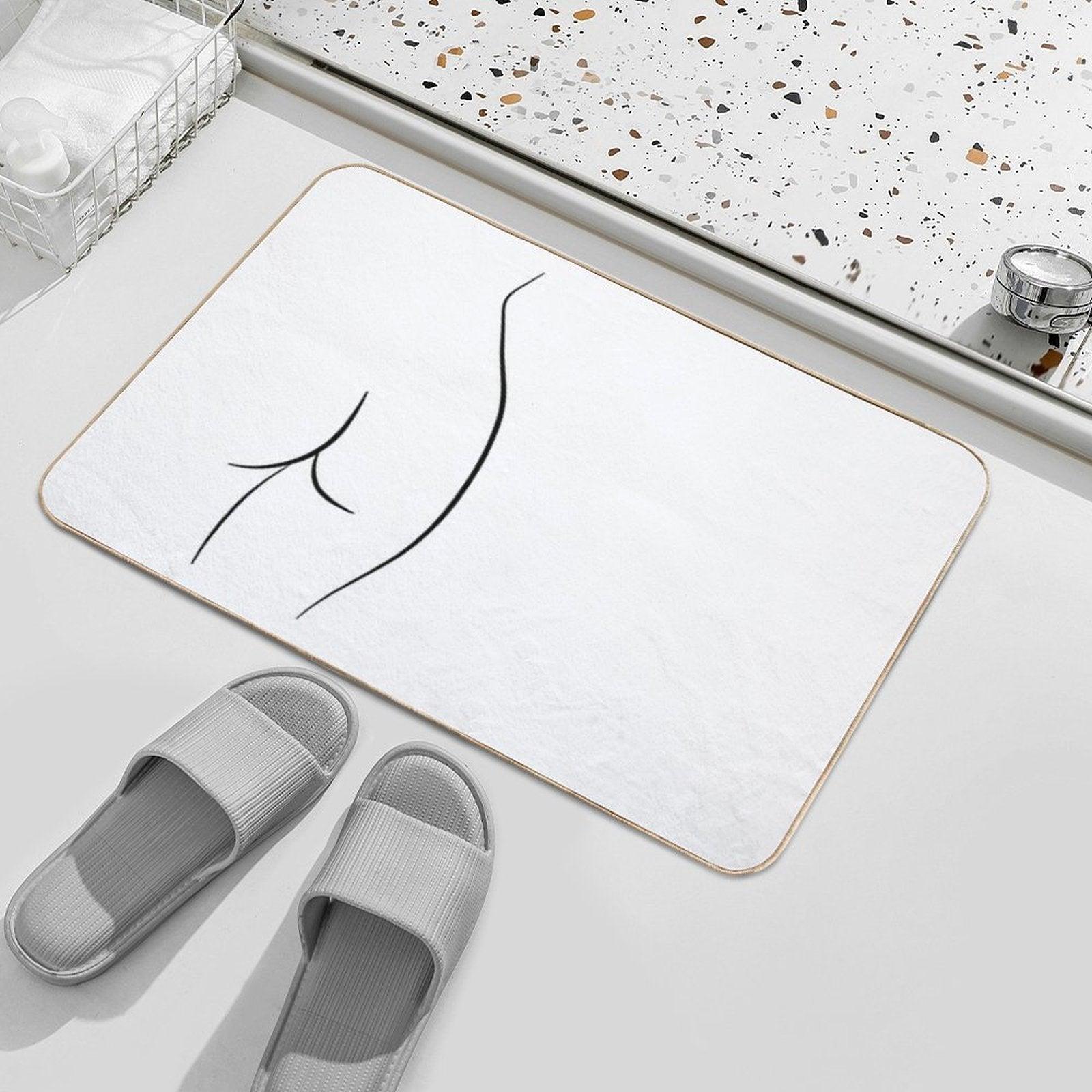 Naked Butt Line Drawing - Curvy Chiara Bath Mat