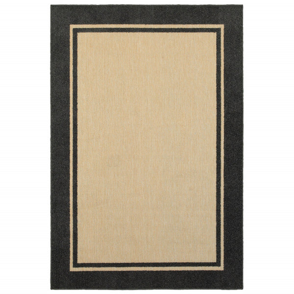 2' x 3' Beige and Black Stain Resistant Indoor Outdoor Area Rug