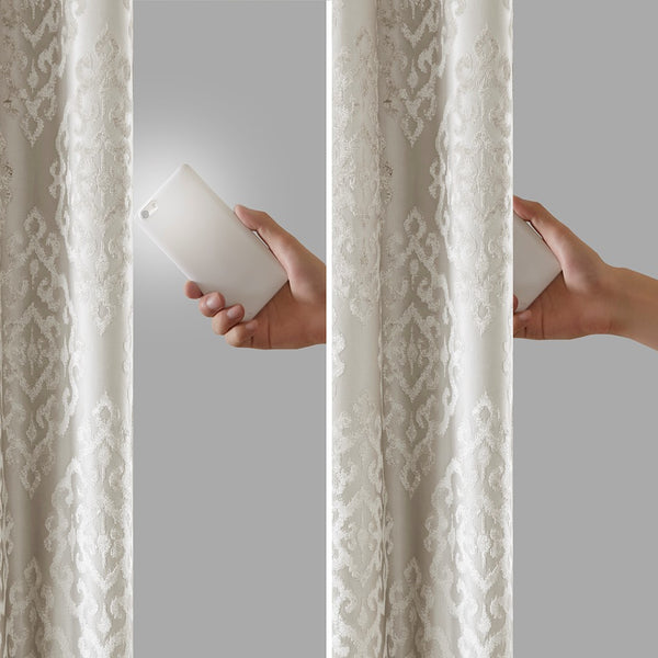 Mirage Knitted Jacquard Damask Total Blackout Grommet Top Curtain Panel by SunSmart - Gifts for You 'n Me