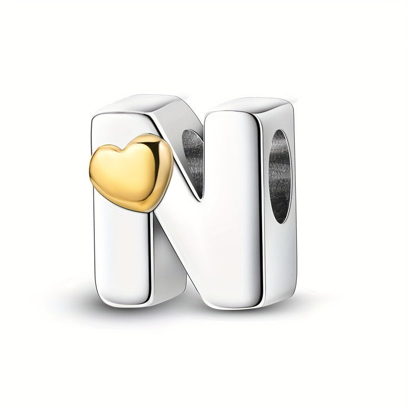 Copper Plated Silver English Letter Pendant Bead Bracelet Necklace Diy