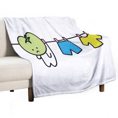 Kawaii Green Tomato Mascot No. 8 Wrinkle-free Throw Blanket